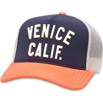 Marineblaue, weiße und orangefarbene Trucker-Snapback-Kappe Venice Beach California Riptide Valin von American Needle