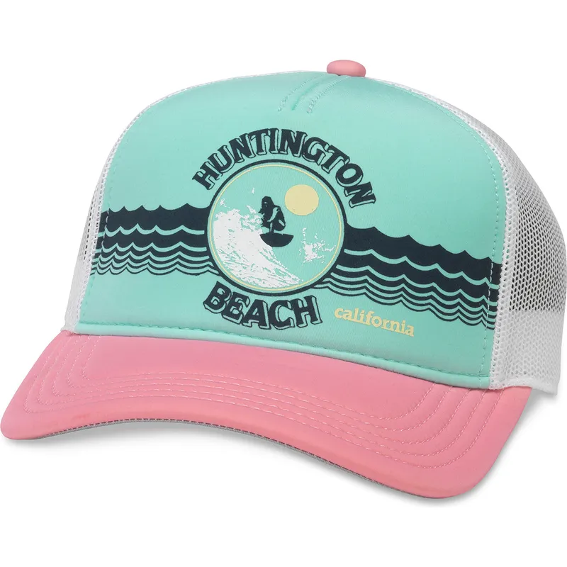 gorra-trucker-verde-blanca-y-rosa-snapback-huntington-beach-california-riptide-valin-de-american-needle