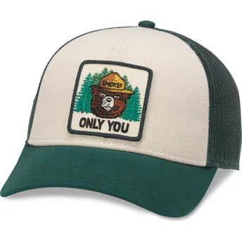 Snapback-Trucker-Cap beige und grün Smokey Bear Valin von American Needle