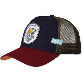 Casquette trucker bleue marine et rouge tortue Live Slow Die Old HFT Coastal