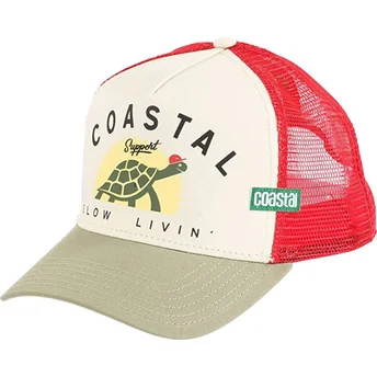Czapka trucker beżowa i czerwona Support Slow Livin HFT od Coastal
