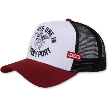 Gorra trucker blanca, negra y roja Theres One In Every Port HFT de Coastal