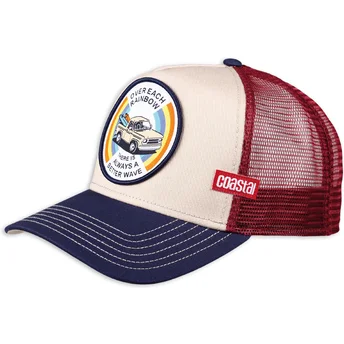 Gorra trucker beige, roja y azul marino Over Each Rainbow There Is Always A Better Wave HFT de Coastal