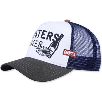 Καπέλο τύπου trucker λευκό, μπλε ναυτικό και γκρι Oysters & Beer HFT της Coastal