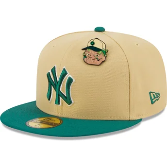 Καπέλο με ίσιο γείσο μπεζ και πράσινο 59FIFTY The Elements Earth Pin των New York Yankees MLB της New Era