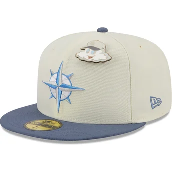 Gorra plana gris y azul ajustada 59FIFTY The Elements Air Pin de Seattle Mariners MLB de New Era