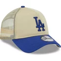 casquette-trucker-beige-et-bleue-9forty-a-frame-all-day-trucker-los-angeles-dodgers-mlb-new-era