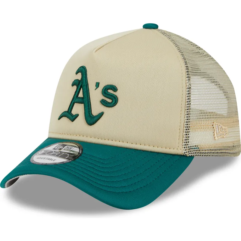 New Era 9FORTY A Frame All Day Trucker Oakland Athletics MLB Beige