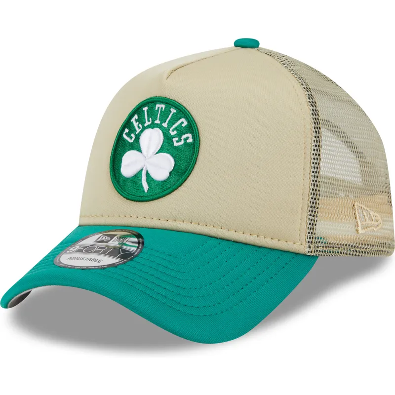 bezowo-zielona-czapka-truckerka-9forty-a-frame-all-day-trucker-boston-celtics-nba-od-new-era
