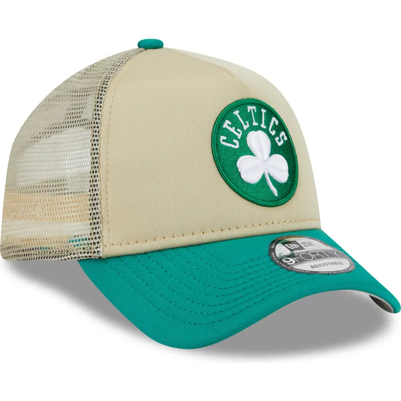 bezowo-zielona-czapka-truckerka-9forty-a-frame-all-day-trucker-boston-celtics-nba-od-new-era