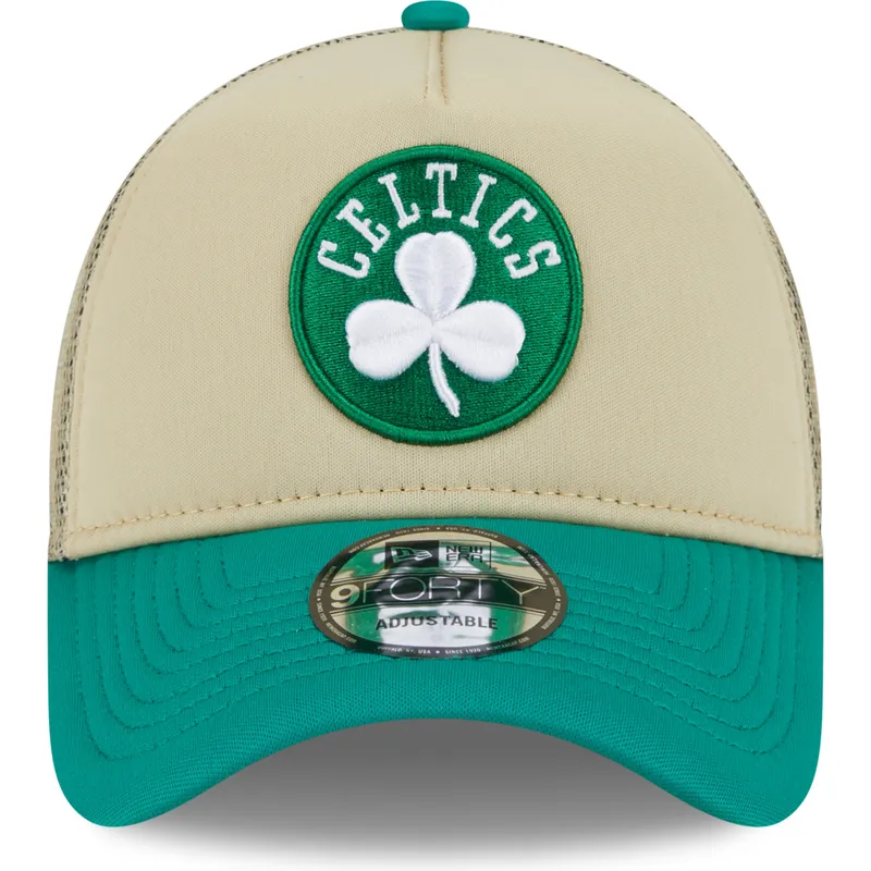 bezowo-zielona-czapka-truckerka-9forty-a-frame-all-day-trucker-boston-celtics-nba-od-new-era