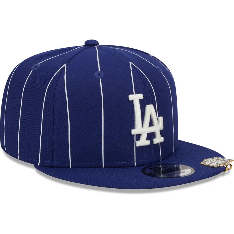 blaue-flache-snapback-kappe-9fifty-pinstripe-visor-clip-der-los-angeles-dodgers-mlb-von-new-era