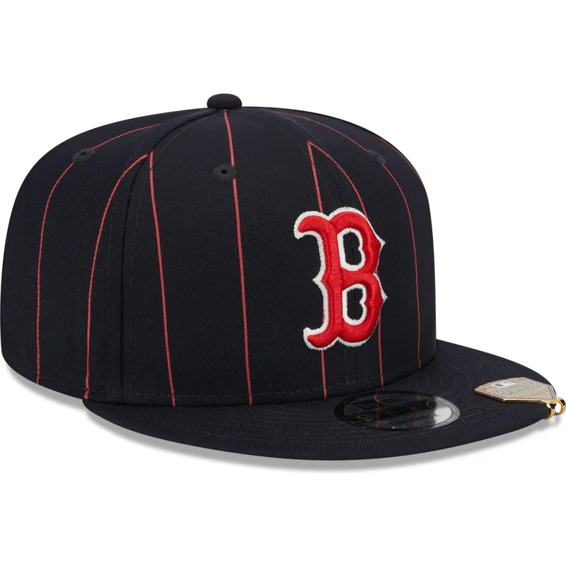 marineblaue-flache-snapback-kappe-9fifty-pinstripe-visor-clip-der-boston-red-sox-mlb-von-new-era