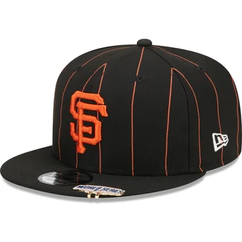 Καπέλο μαύρο snapback 9FIFTY με επίπεδη κορυφή και κλιπ γείσου με ρίγες San Francisco Giants MLB της New Era