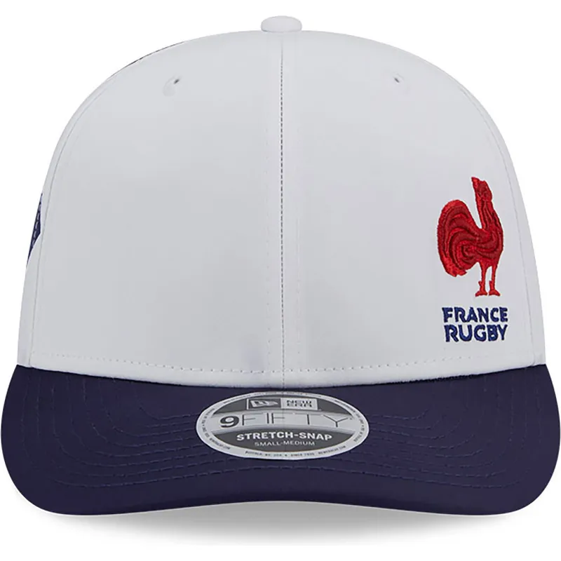 biala-i-niebieska-zakrzywiona-czapka-snapback-9fifty-stretch-snap-flawless-french-rugby-federation-ffr-new-era
