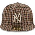 casquette-plate-marron-ajustee-59fifty-harris-tweed-new-york-yankees-mlb-new-era