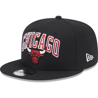 Μαύρο επίπεδο καπέλο snapback 9FIFTY Patch των Chicago Bulls NBA από τη New Era