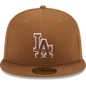 gorra-plana-marron-ajustada-59fifty-team-outline-de-los-angeles-dodgers-mlb-de-new-era