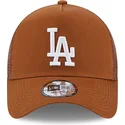 new-era-a-frame-league-essential-los-angeles-dodgers-mlb-brown-trucker-hat