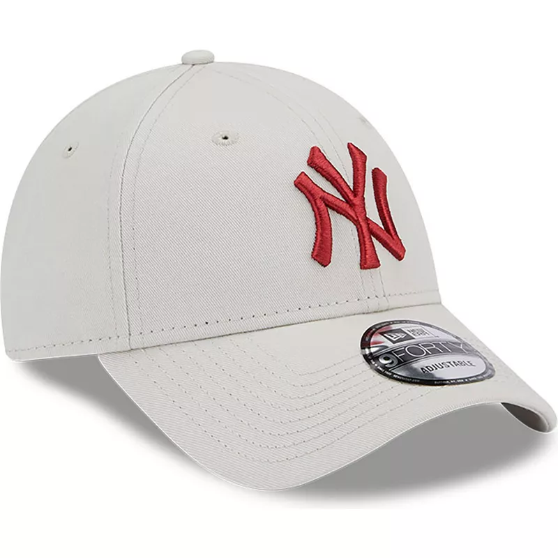 new-era-curved-brim-red-logo-9forty-league-essential-new-york-yankees-mlb-beige-adjustable-cap
