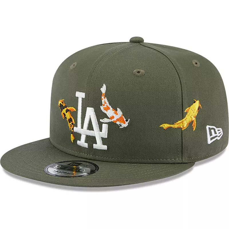 New Era Flat Brim 9FIFTY Koi Fish Los Angeles Dodgers MLB Green Snapback Cap