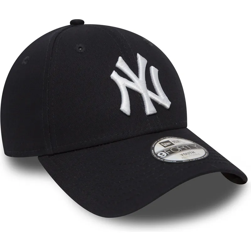 new-era-new-york-yankees-mlb-9forty-essential-verstellbare-kinderkappe-mit-gebogenem-schirm-in-marineblau