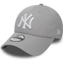 new-era-kinder-curved-brim-9forty-essential-new-york-yankees-mlb-adjustable-cap-grau