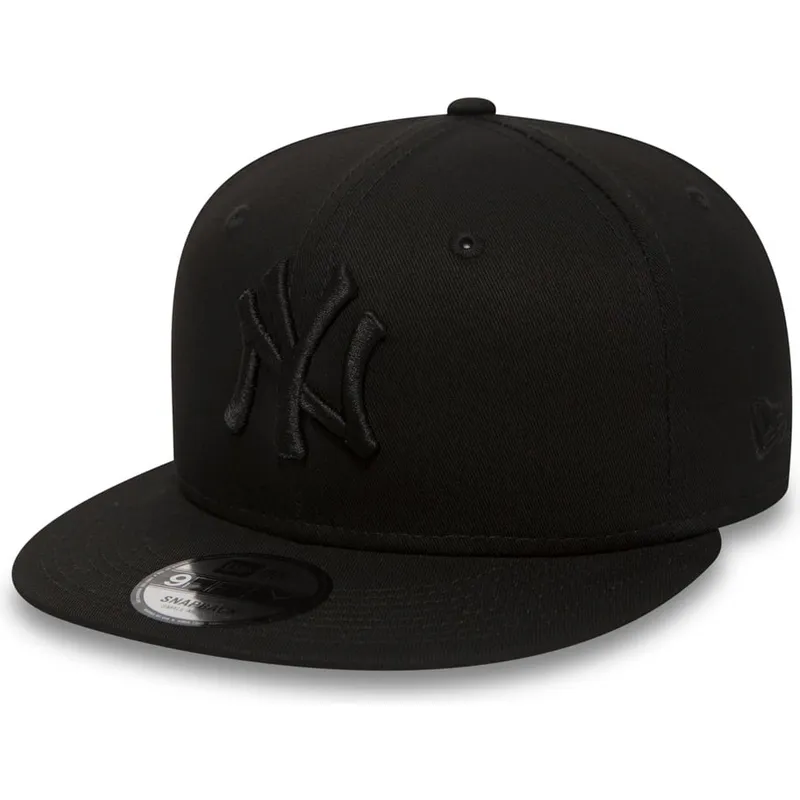 Casquette plate noire snapback ajustable 9FIFTY Black on Black New