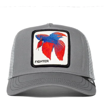 Gorra trucker gris pez luchador de Siam Fighter Alpha Betta Truckin The Farm de Goorin Bros.