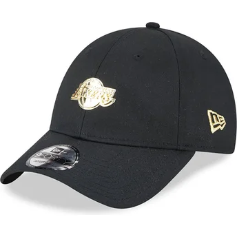 Gorra curva negra ajustable 9FORTY Pin de Los Angeles Lakers NBA de New Era