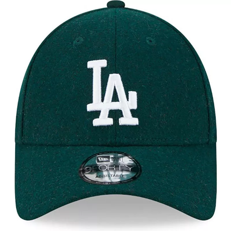 New Era Curved Brim 9FORTY Essential Melton Wool Los Angeles Dodgers MLB  Green Adjustable Cap