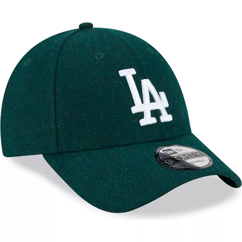 New Era Curved Brim 9FORTY Essential Melton Wool Los Angeles Dodgers MLB  Green Adjustable Cap