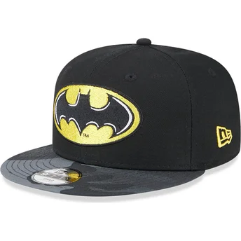 Gorra plana negra y camuflaje snapback para niño 9FIFTY de Batman DC Comics de New Era