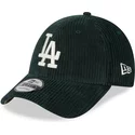 new-era-curved-brim-9forty-wide-cord-los-angeles-dodgers-mlb-green-adjustable-cap-with-beige-logo