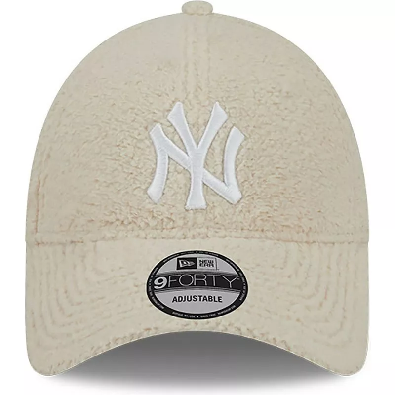 new-era-curved-brim-9forty-teddy-new-york-yankees-mlb-beige-adjustable-cap
