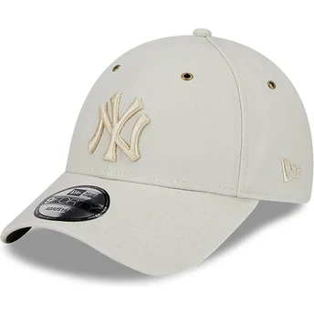 Gorra curva beige ajustable con logo beige 9FORTY Washed Canvas de New York Yankees MLB de New Era