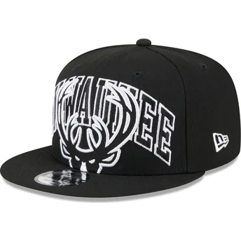 Μαύρο επίπεδο καπέλο snapback 9FIFTY Tip Off 2023 των Milwaukee Bucks NBA της New Era