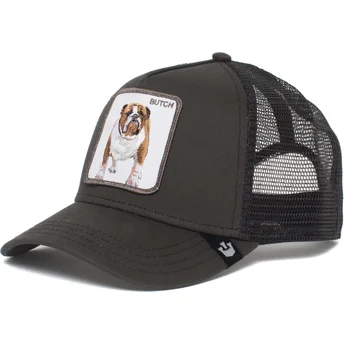 Gorra trucker negra perro bulldog Butch Brutus Drake The Farm de Goorin Bros.