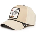 beige-gebogene-snapback-kappe-hahn-cock-rooster-100-the-farm-all-over-canvas-von-goorin-bros
