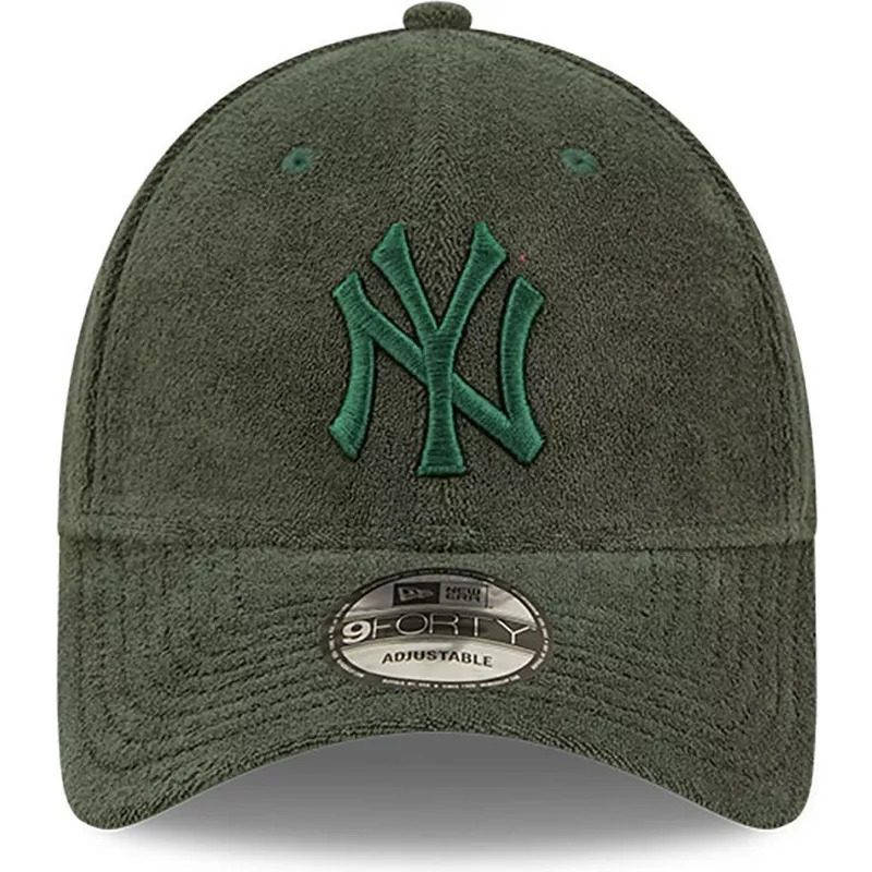new-era-curved-brim-green-logo-9forty-towelling-new-york-yankees-mlb-green-adjustable-cap