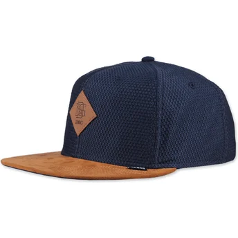Djinns Honey Knit marinblå och brun snapback platt keps