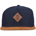 czapka-z-plaskim-daszkiem-granatowo-brazowa-snapback-honey-knit-od-djinns