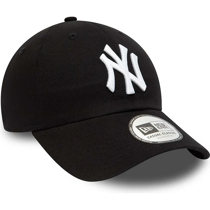 schwarze-verstellbare-curved-cap-9twenty-league-essential-der-new-york-yankees-mlb-von-new-era