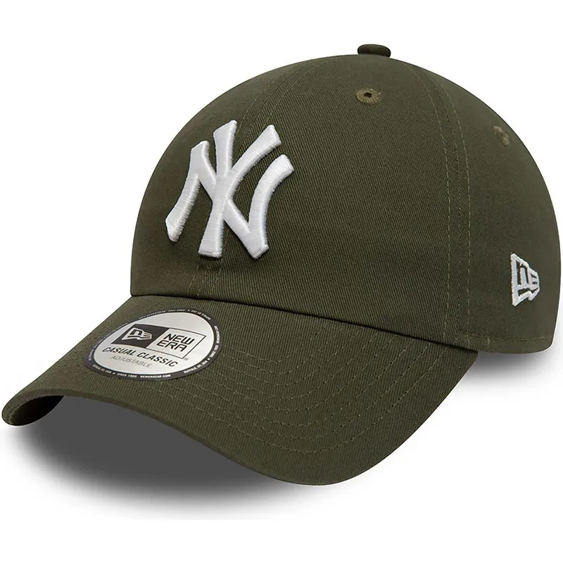 grune-verstellbare-curved-cap-9twenty-league-essential-der-new-york-yankees-mlb-von-new-era