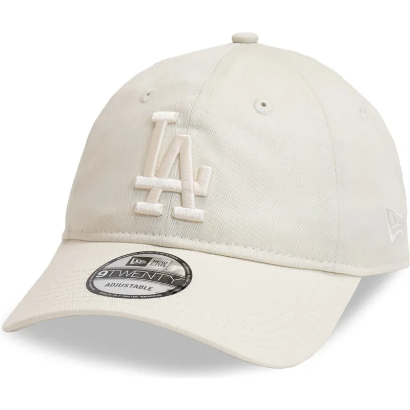 bezowa-regulowana-czapka-z-zakrzywionym-daszkiem-z-bezowym-logo-9twenty-league-essential-los-angeles-dodgers-mlb-new-era