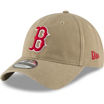 Ljusbrun böjd justerbar keps med röd logotyp 9TWENTY Core Classic från Boston Red Sox MLB av New Era