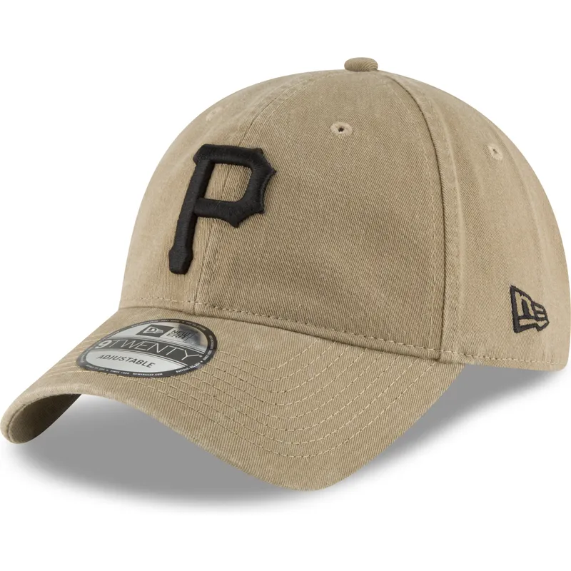 jasnobrazowa-regulowana-czapka-z-zakrzywionym-daszkiem-z-czarnym-logo-9twenty-core-classic-pittsburgh-pirates-mlb-od-new-era