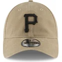 ljusbrun-bojd-justerbar-keps-med-svart-logotyp-9twenty-core-classic-fran-pittsburgh-pirates-mlb-av-new-era