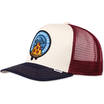 Gorra Trucker Beige, Rot und Blau Food Peace Pizza HFT von Djinns
