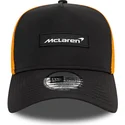 gorra-trucker-negra-y-naranja-9forty-a-frame-patch-front-de-mclaren-racing-formula-1-de-new-era